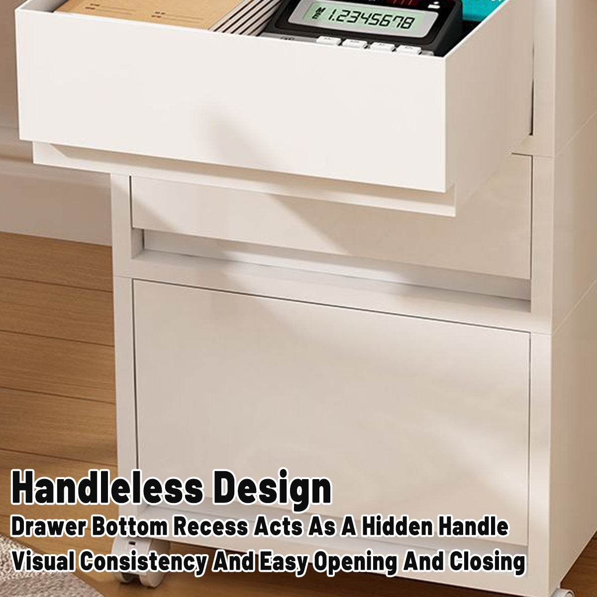 Mobile Storage Cabinet with Drawers and Rolling Casters for Office