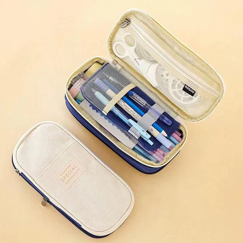 Zipper Pencil Case Expandable Storage Multi Pocket