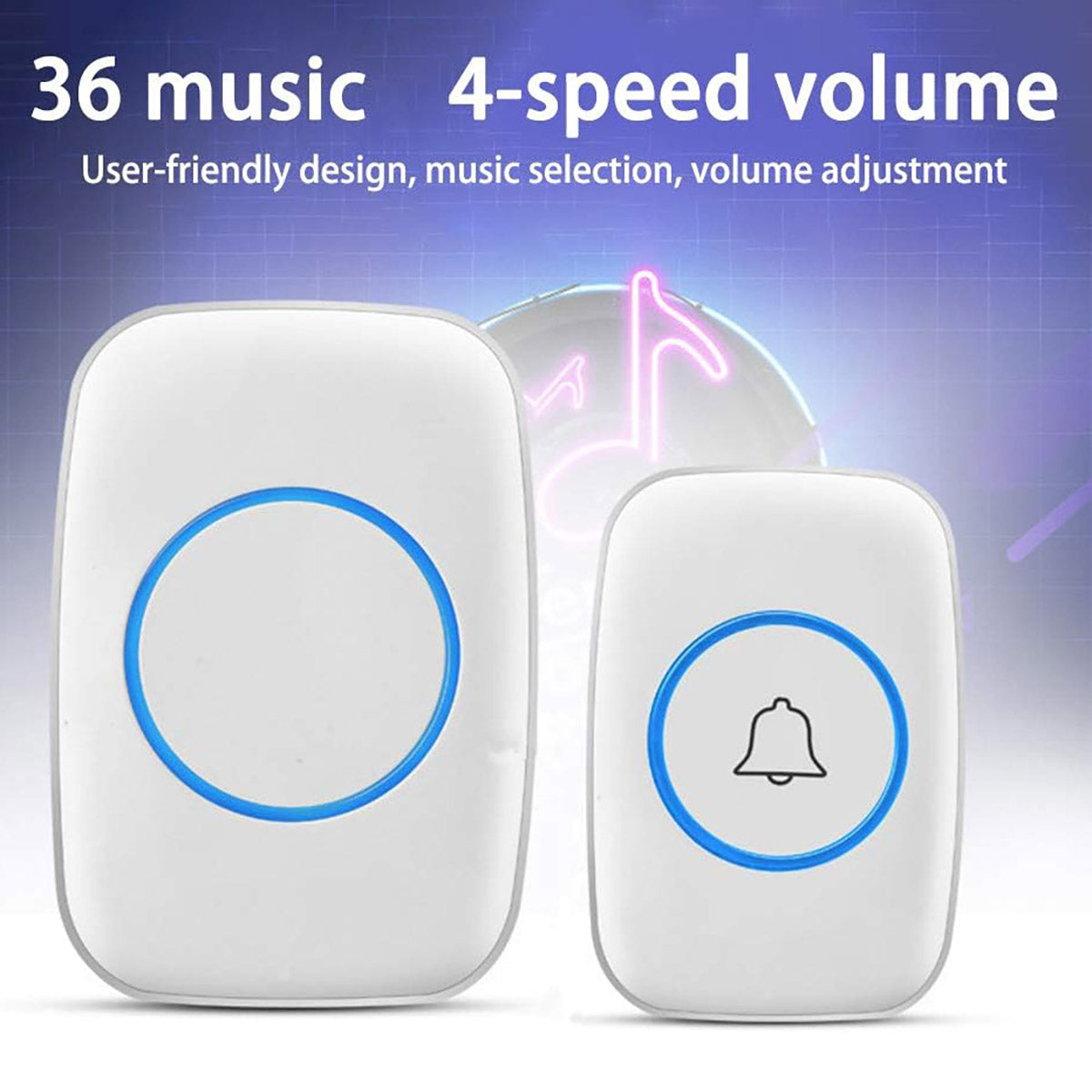 Wireless Doorbell Kit Waterproof with 38 Melodies