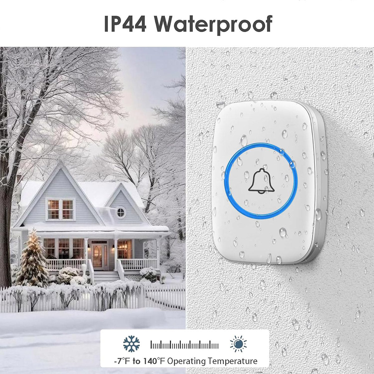 Wireless Doorbell Kit Waterproof with 38 Melodies