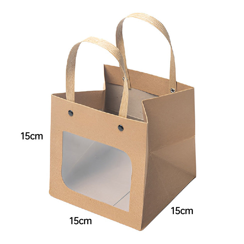 25pcs Square Kraft Paper Gift Bags in 3 Sizes