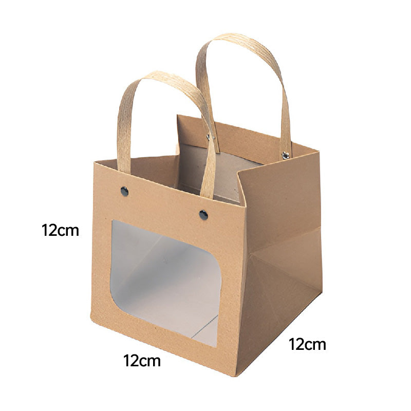 25pcs Square Kraft Paper Gift Bags in 3 Sizes