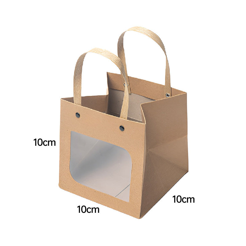 25pcs Square Kraft Paper Gift Bags in 3 Sizes