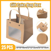 25pcs Square Kraft Paper Gift Bags in 3 Sizes