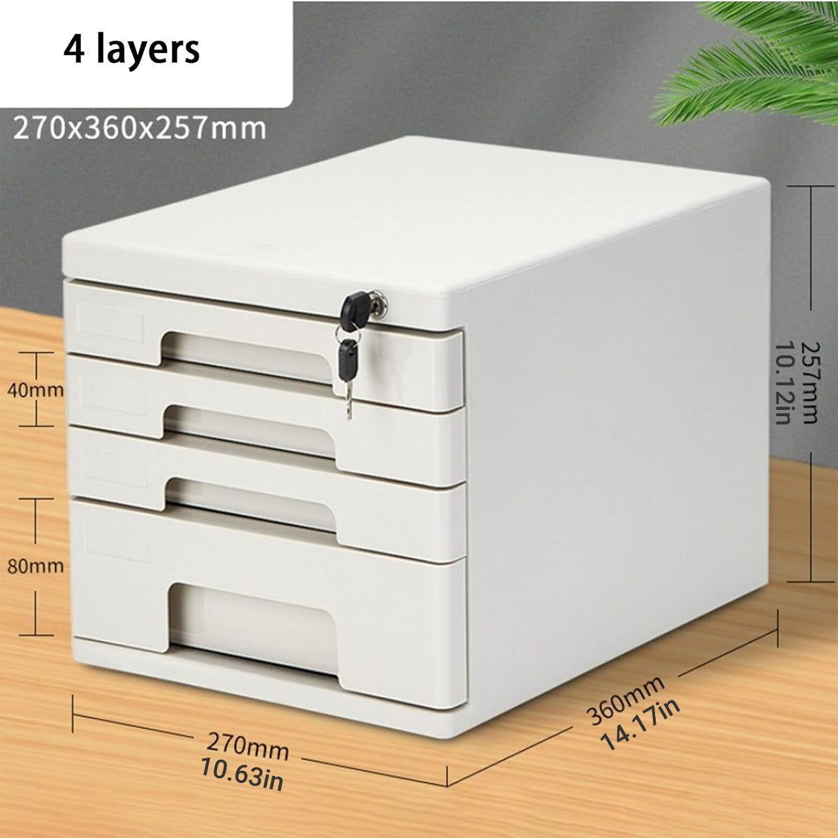 4-Tier Slim Filing Cabinet for Desktop A4 Letter Storage