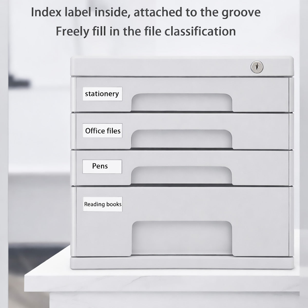 4-Tier Slim Filing Cabinet for Desktop A4 Letter Storage