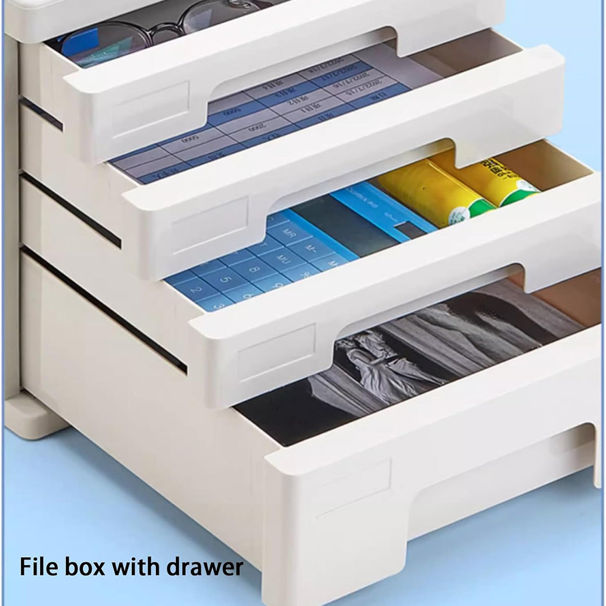 4-Tier Slim Filing Cabinet for Desktop A4 Letter Storage