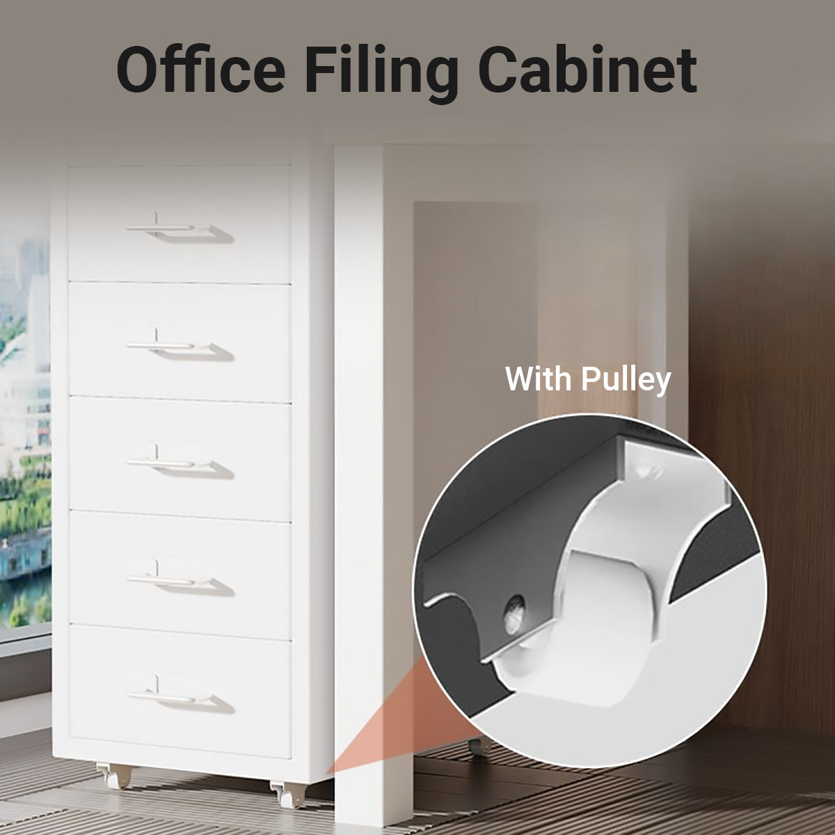 Lockable Mobile File Cabinet Steel for Home Office