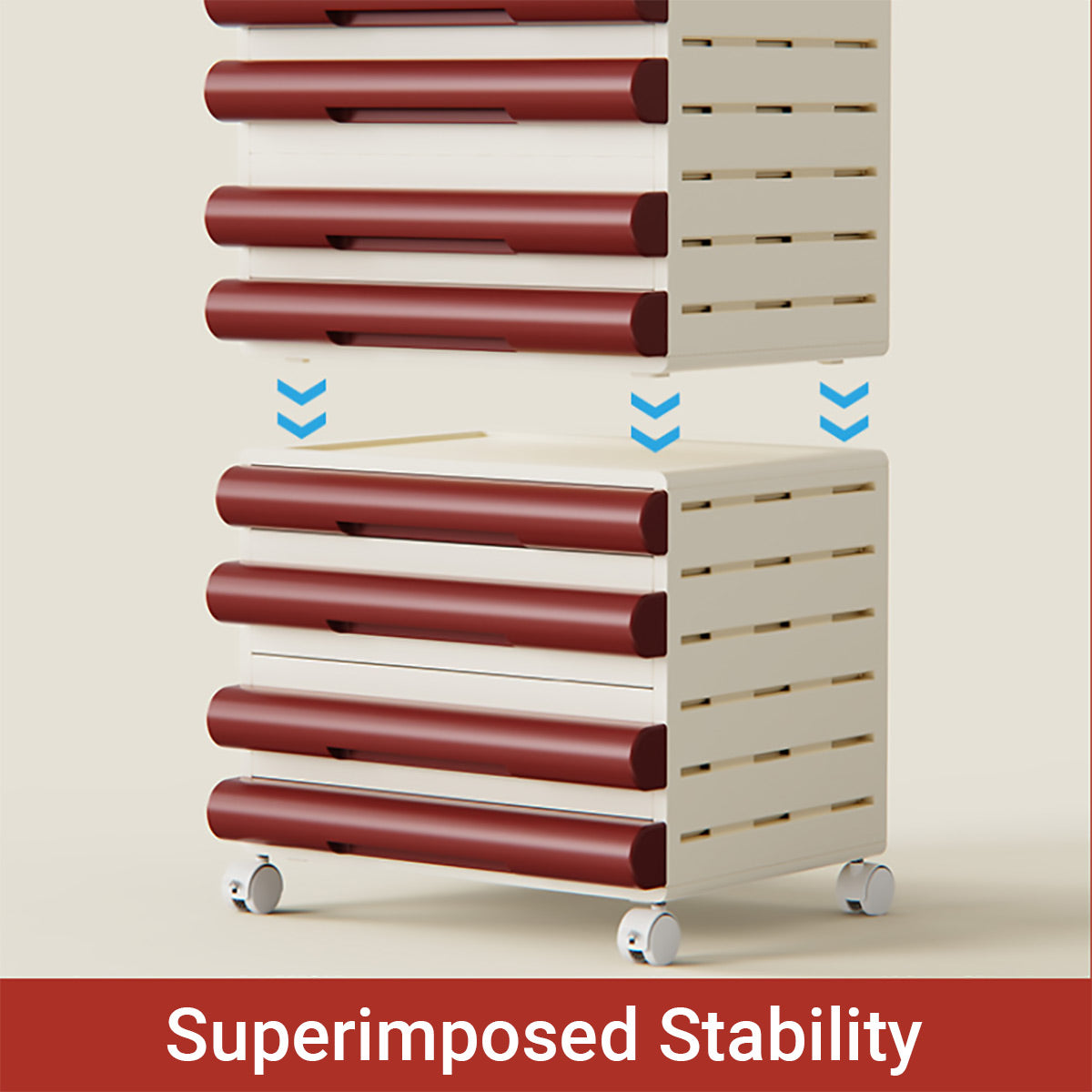 8-Tier Portable File Cabinet with Wheels for A4