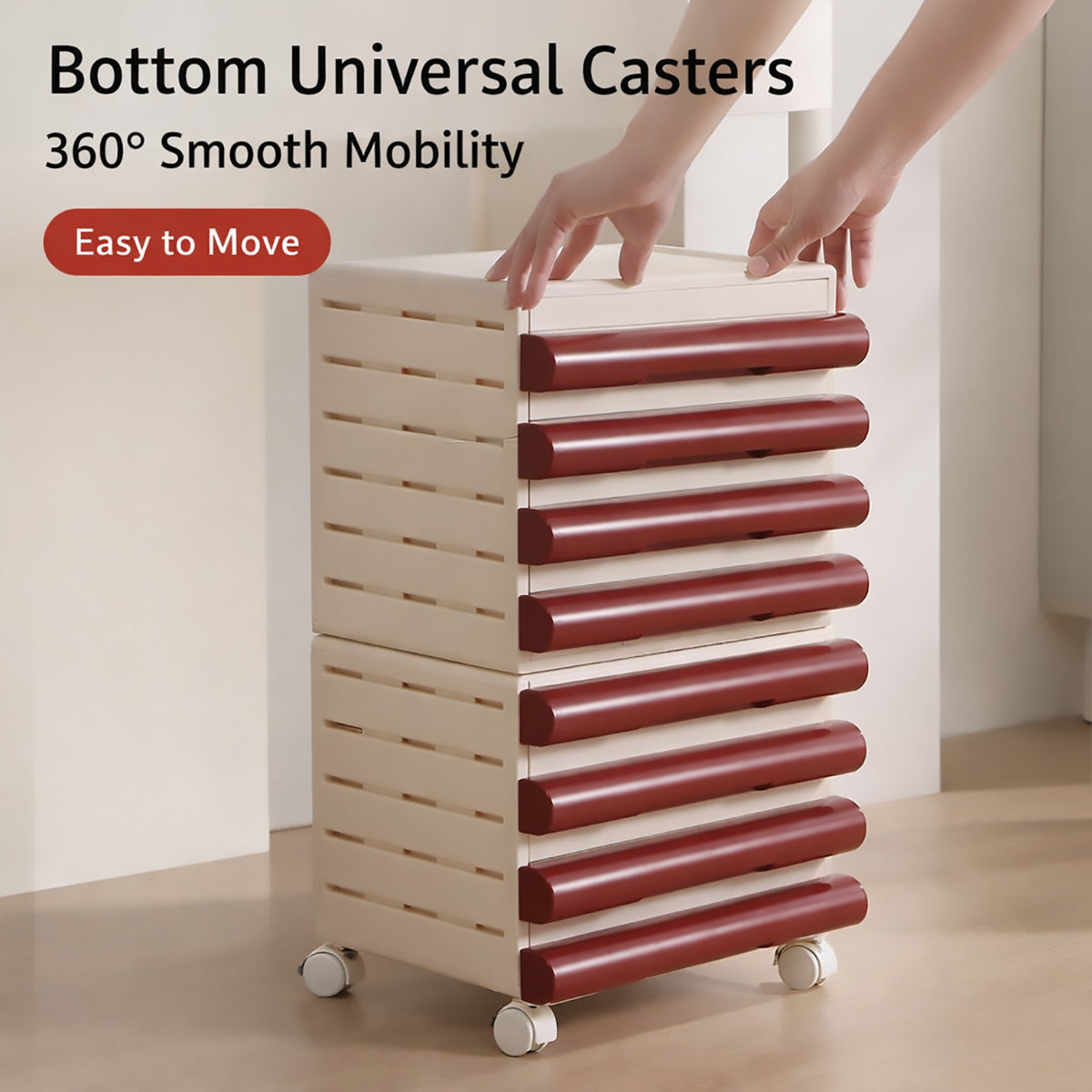 8-Tier Portable File Cabinet with Wheels for A4