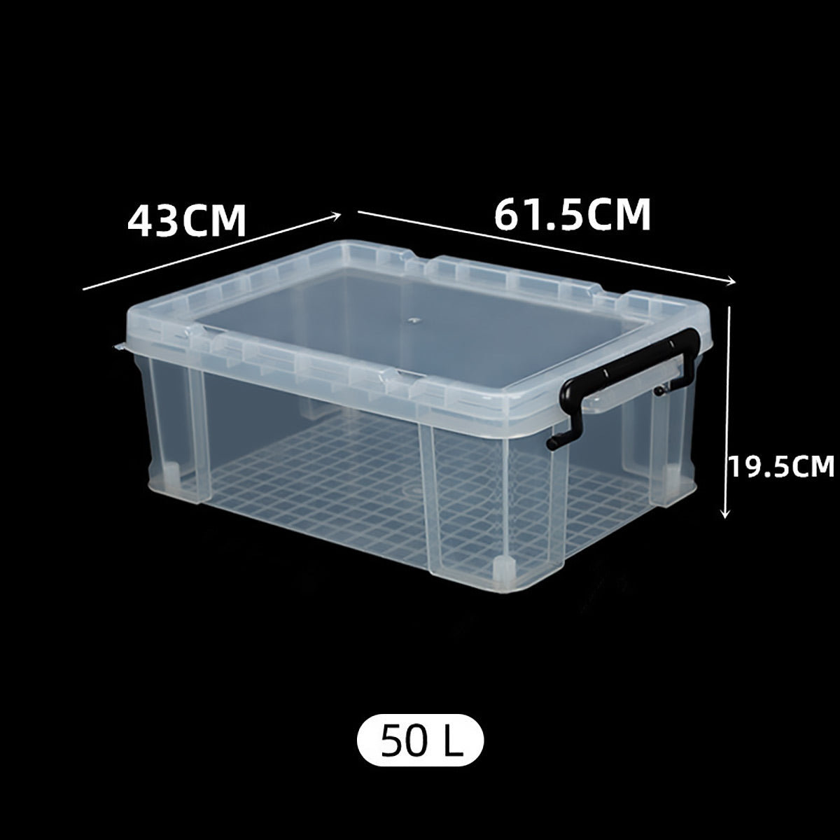 25L Clear Storage Box with Black Latches Handle