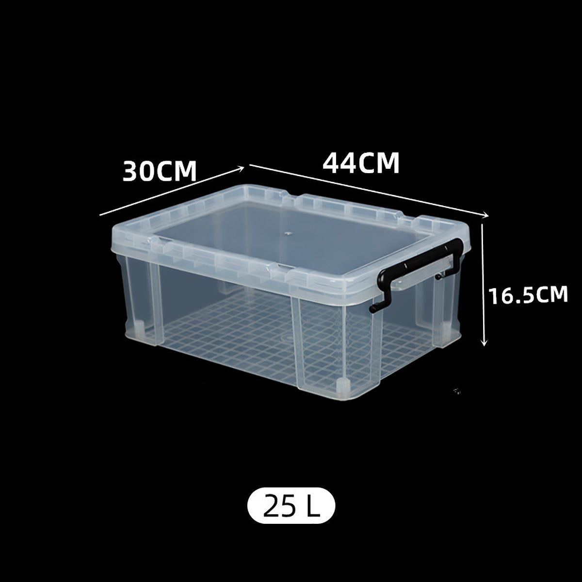 25L Clear Storage Box with Black Latches Handle