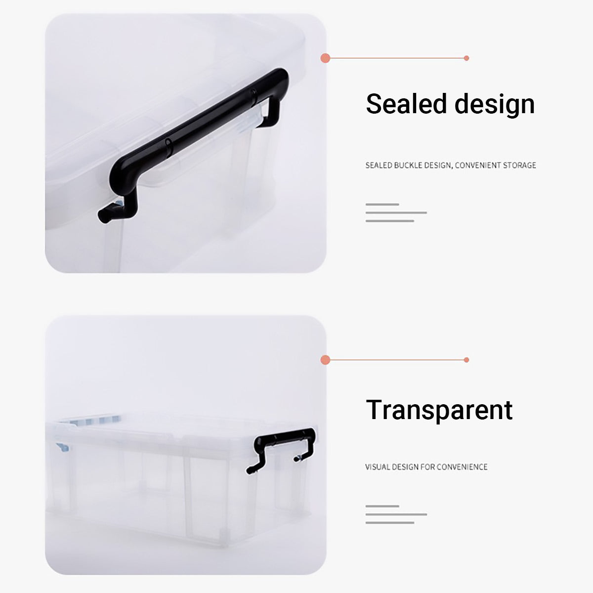 25L Clear Storage Box with Black Latches Handle