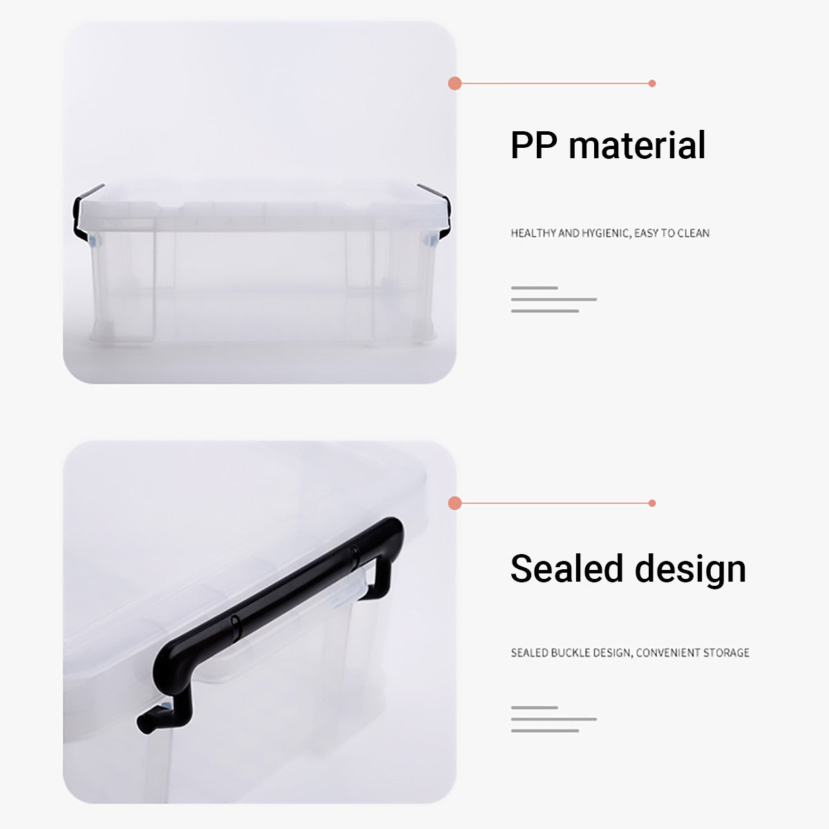 25L Clear Storage Box with Black Latches Handle