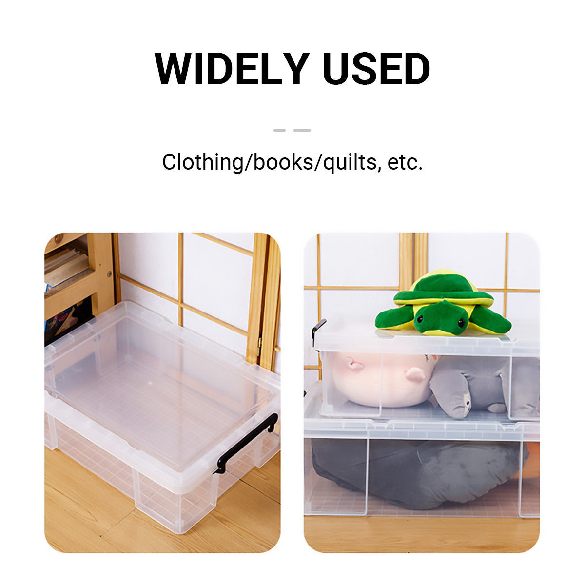 25L Clear Storage Box with Black Latches Handle