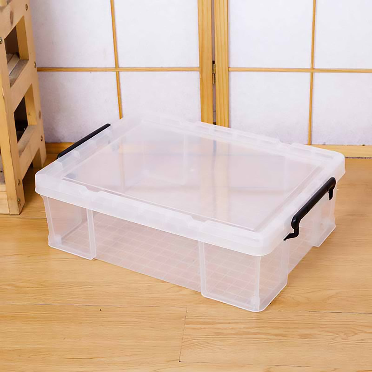 25L Clear Storage Box with Black Latches Handle