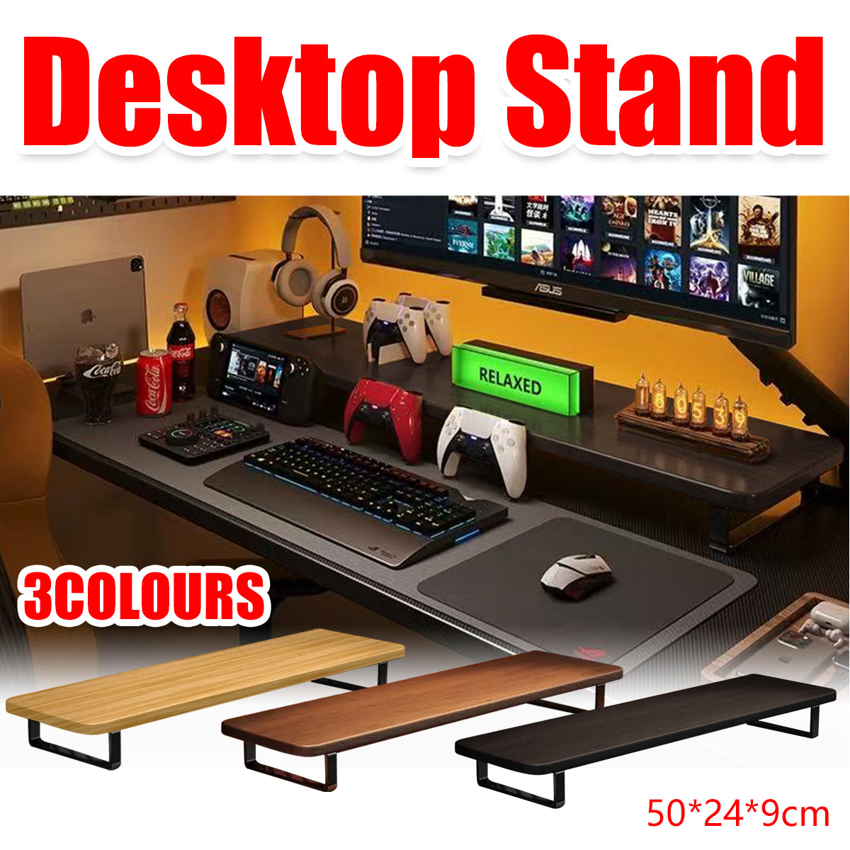 Desktop Monitor Riser Storage Stand Sturdy Easy to Install