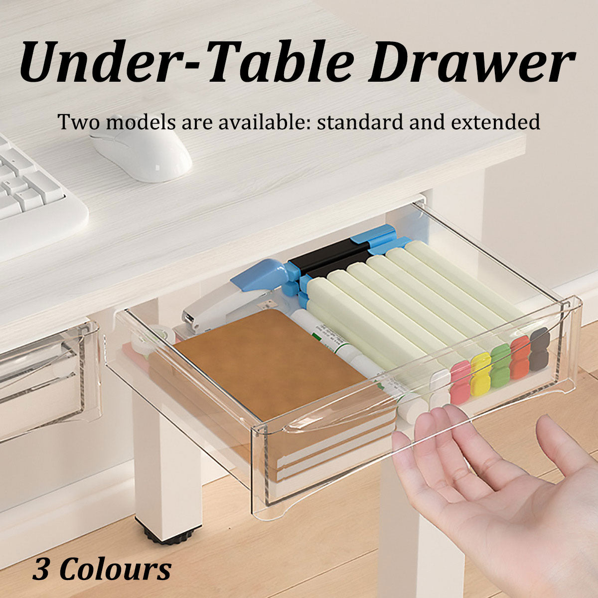 Under-Table Hidden Drawer with 5kg Load for Desk