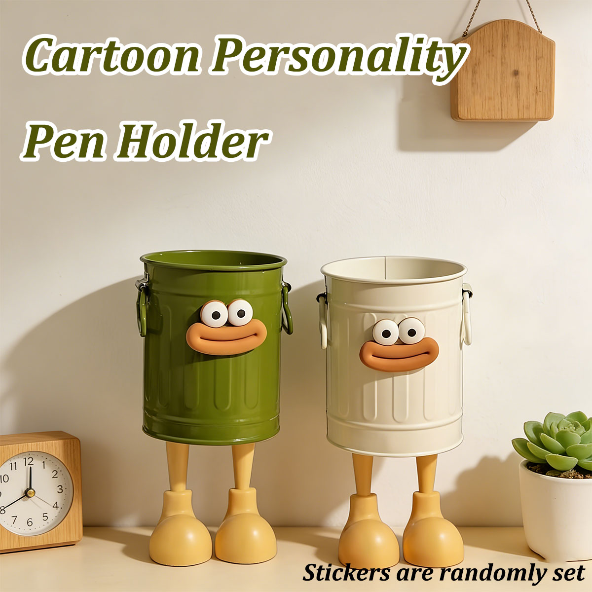Cartoon Metal Pen Holder with Side Handles