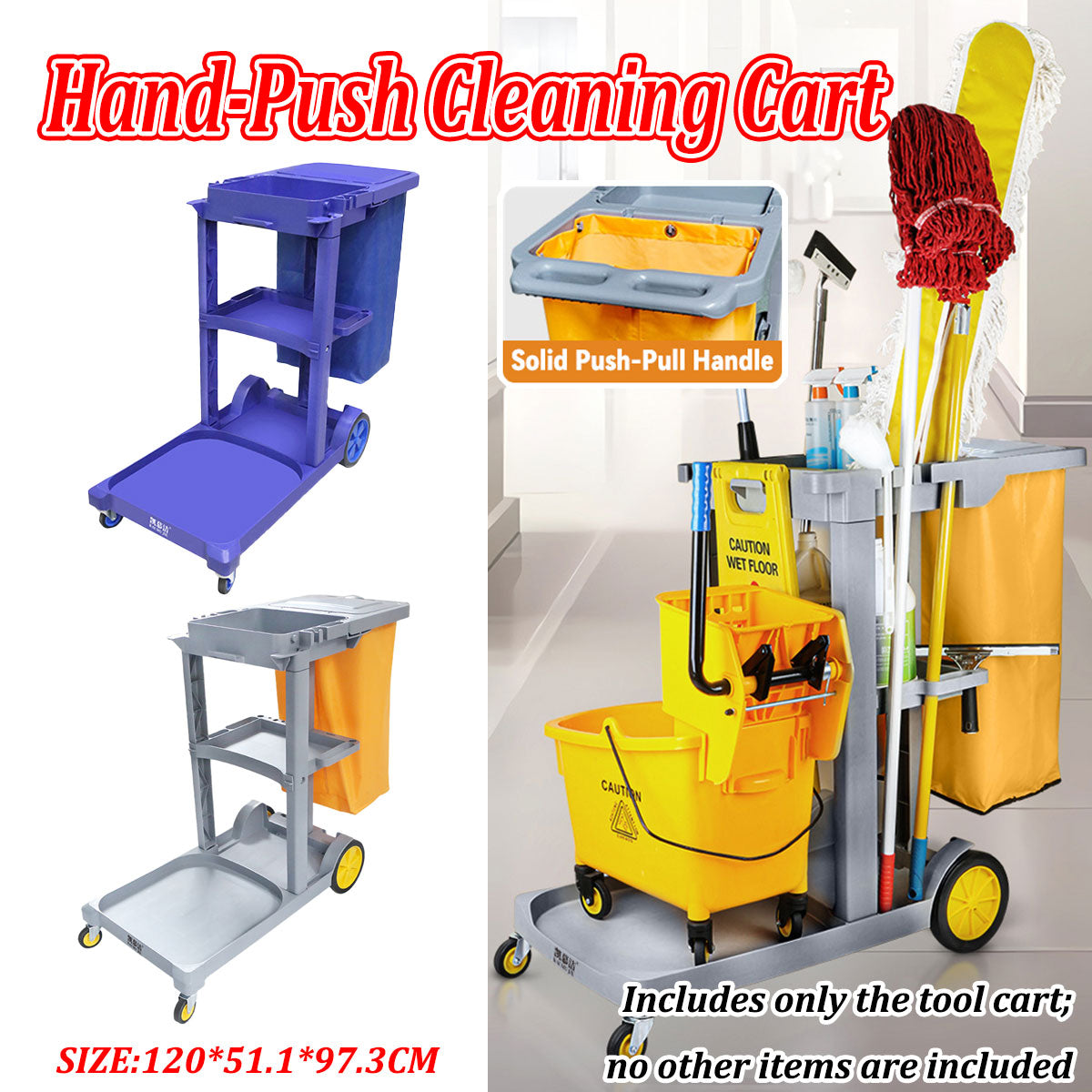 Multi-Function Hand-Push Cleaning Trolley Cart