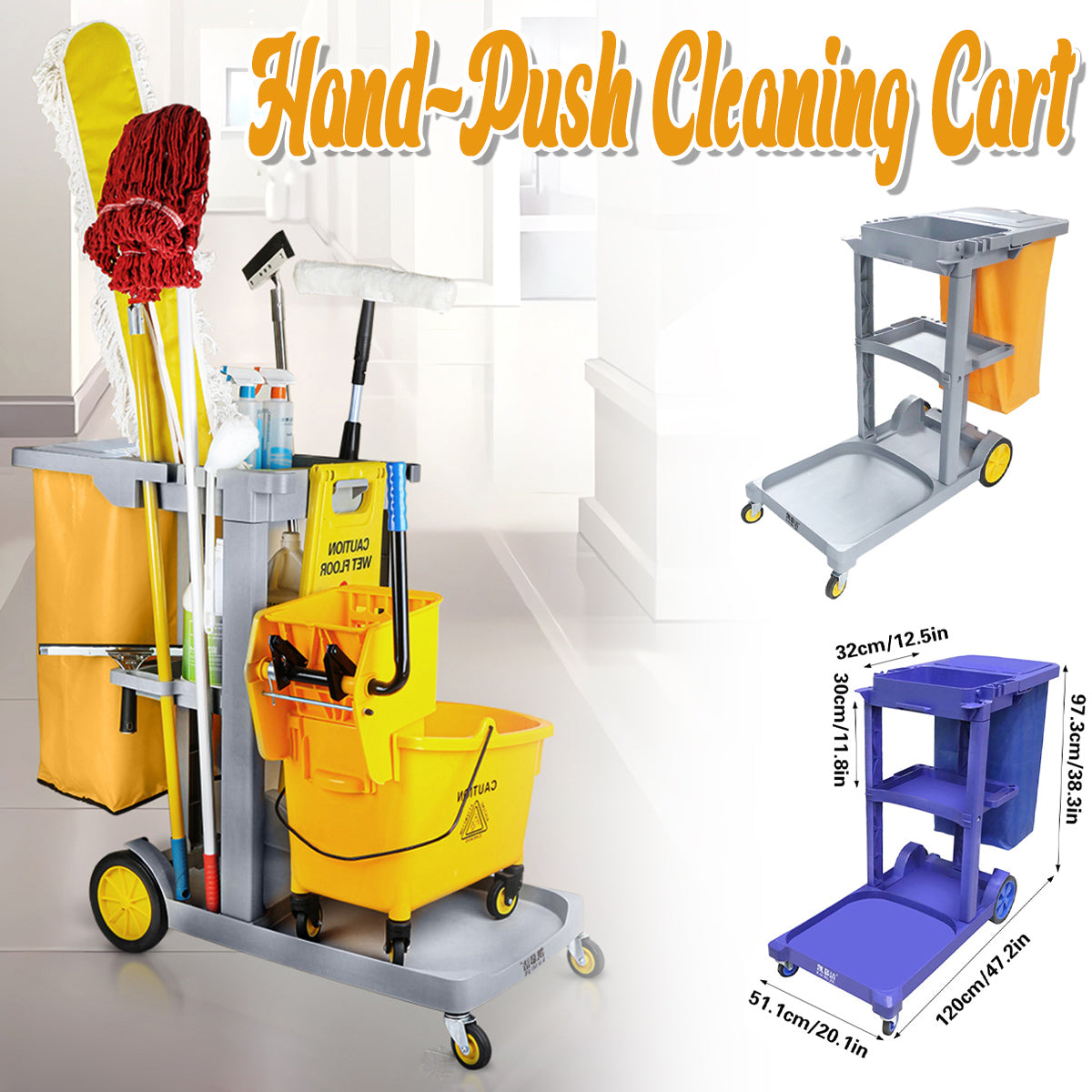 Multi-Function Hand-Push Cleaning Trolley Cart