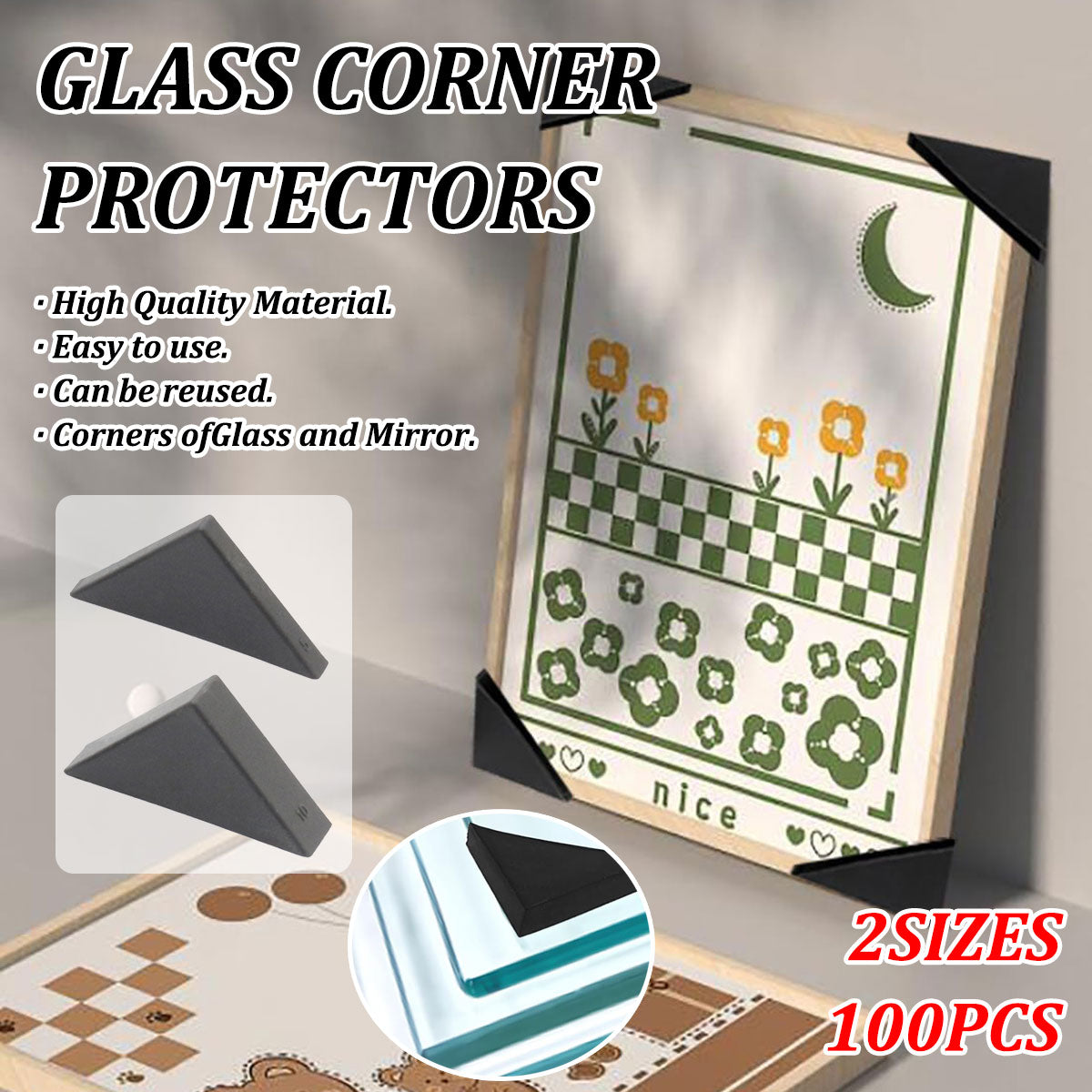 100pcs Triangle Corner Protectors for Glass Edges