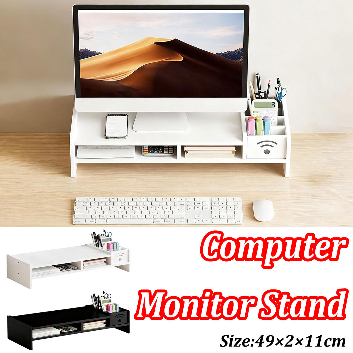 Multi-Function Monitor Riser Stand for Desk