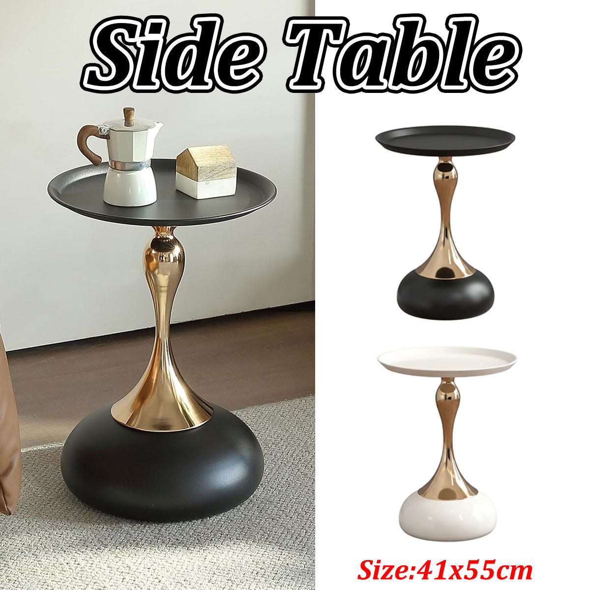 Round Sofa Side Table 41x55 cm with Pedestal