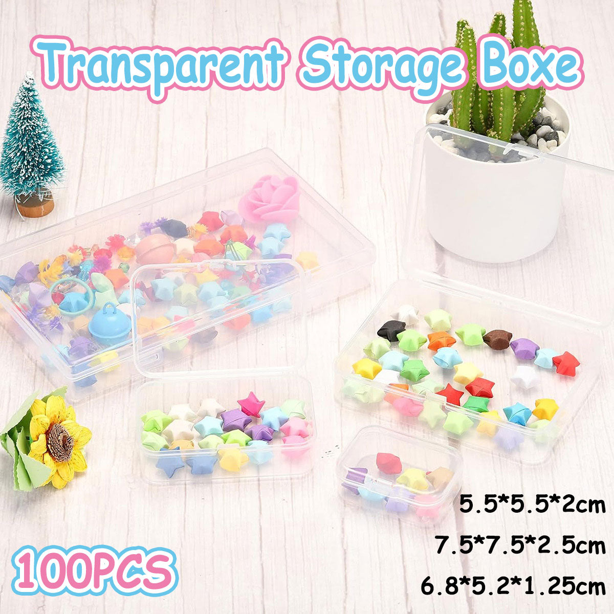 100pcs Clear Plastic Storage Boxes for Parts