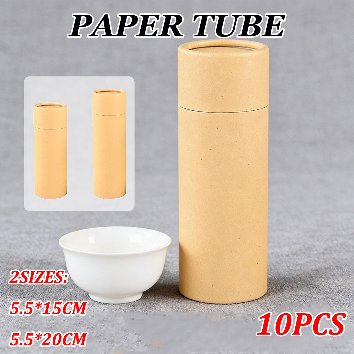 10pcs Kraft Paper Tubes for Crafts and Mailing