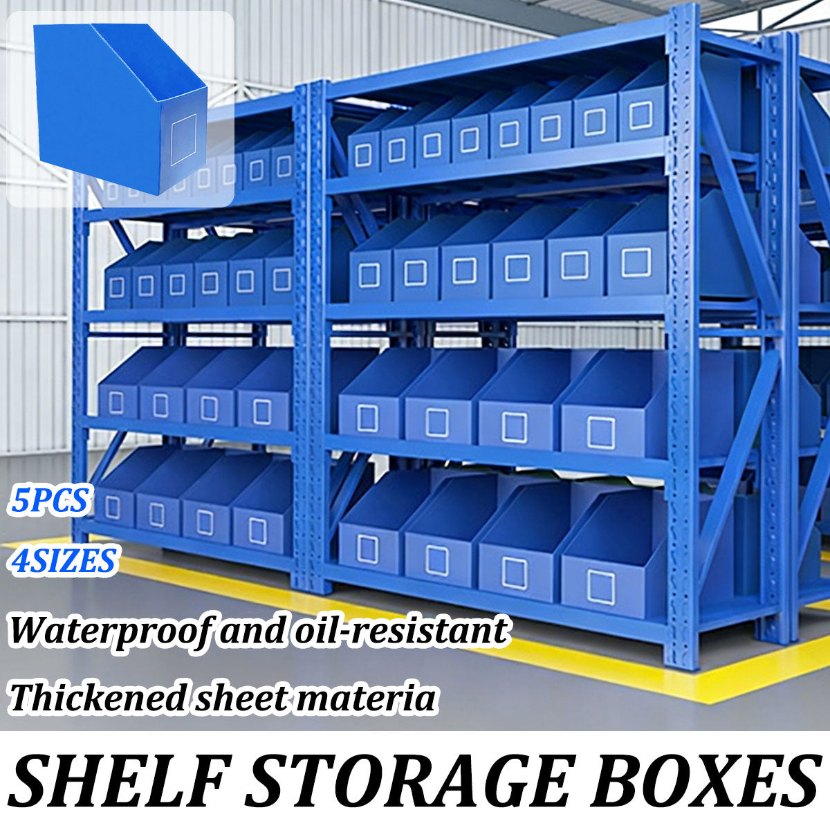 5pcs Stackable Shelf Storage Boxes with Label