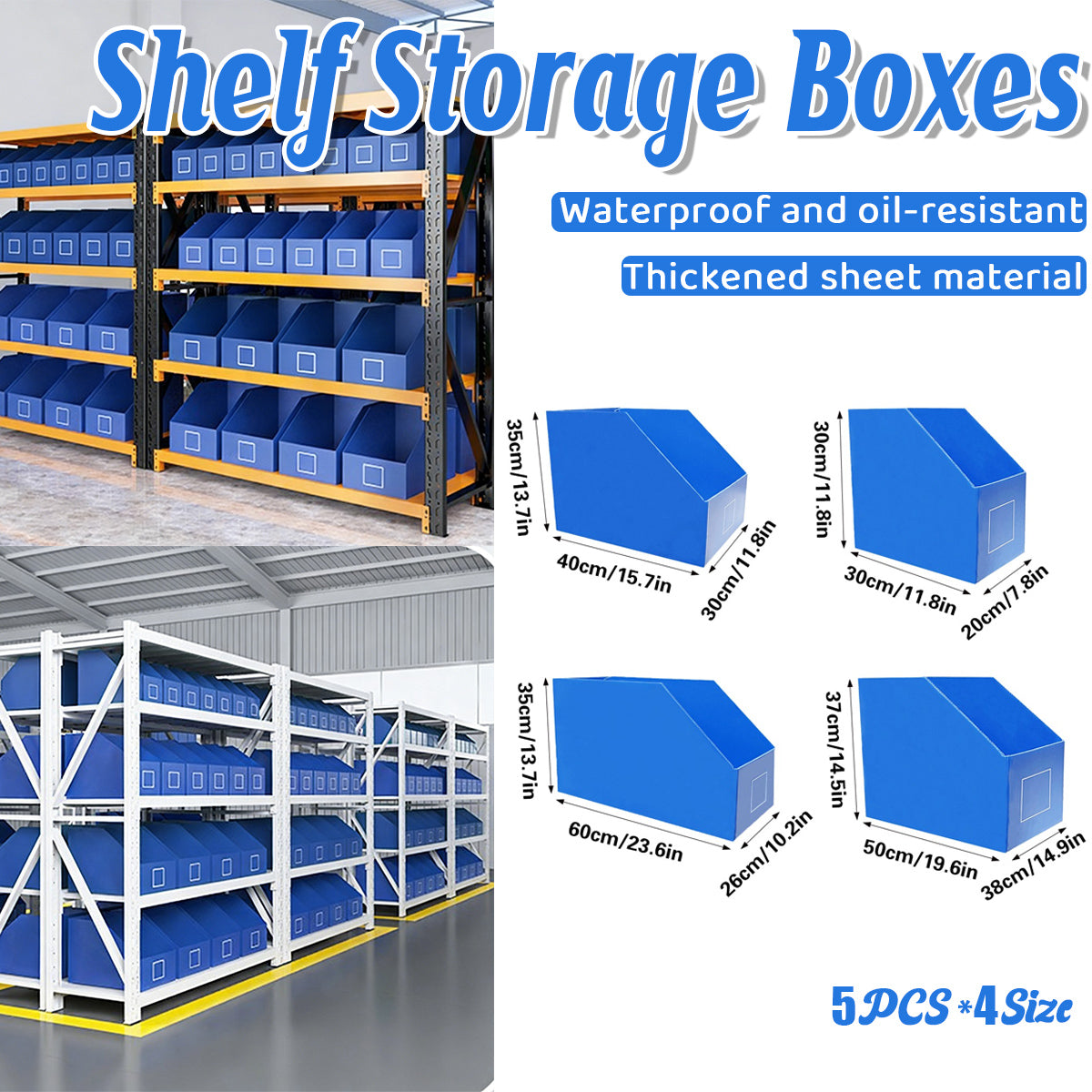 5pcs Stackable Shelf Storage Boxes with Label