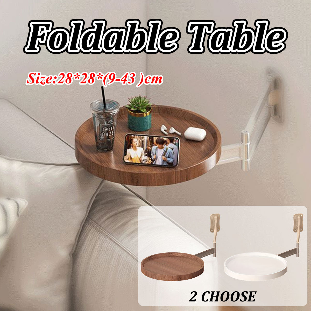 Wall Mounted Foldable Round Table Space Saving