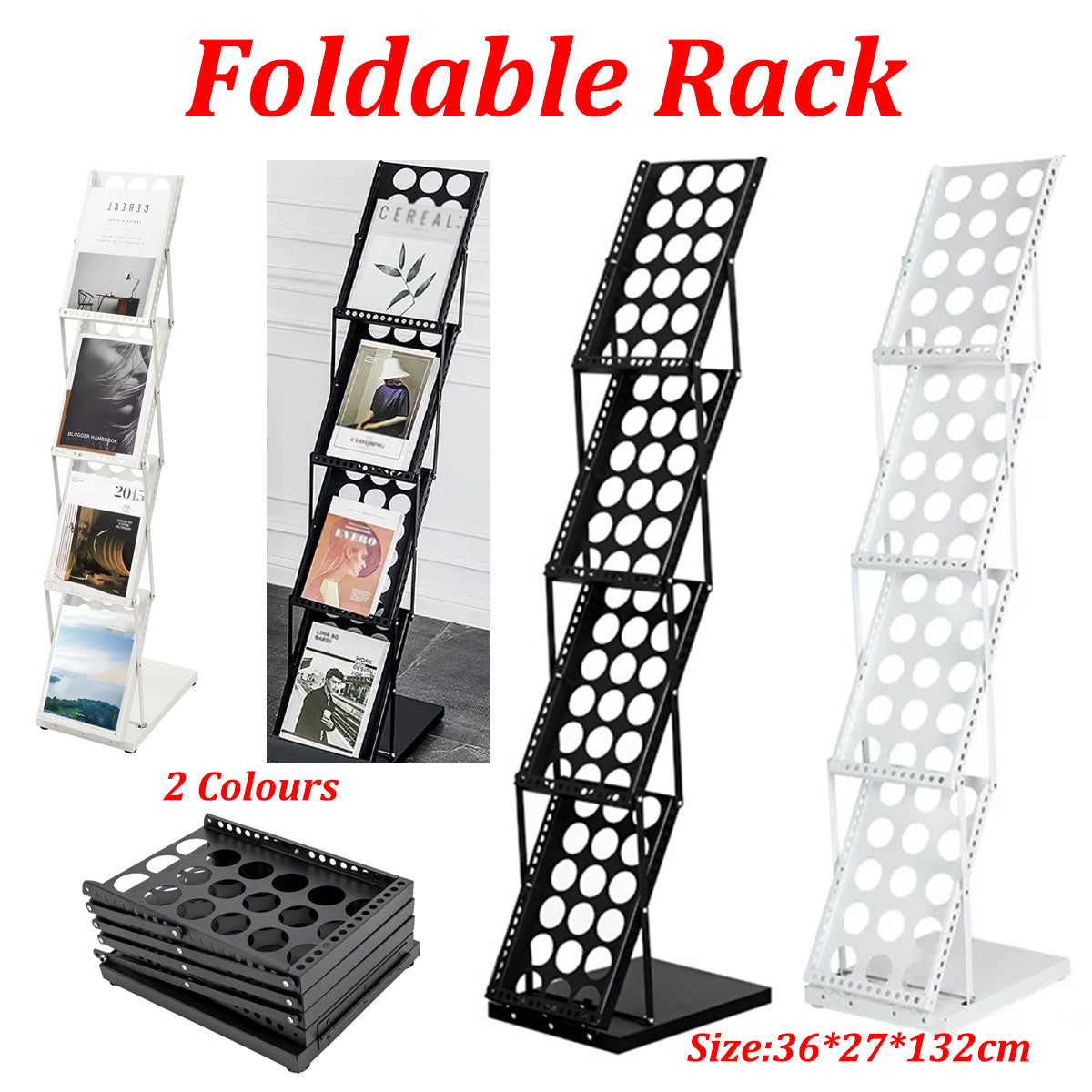 A4 Foldable Metal Magazine File Rack