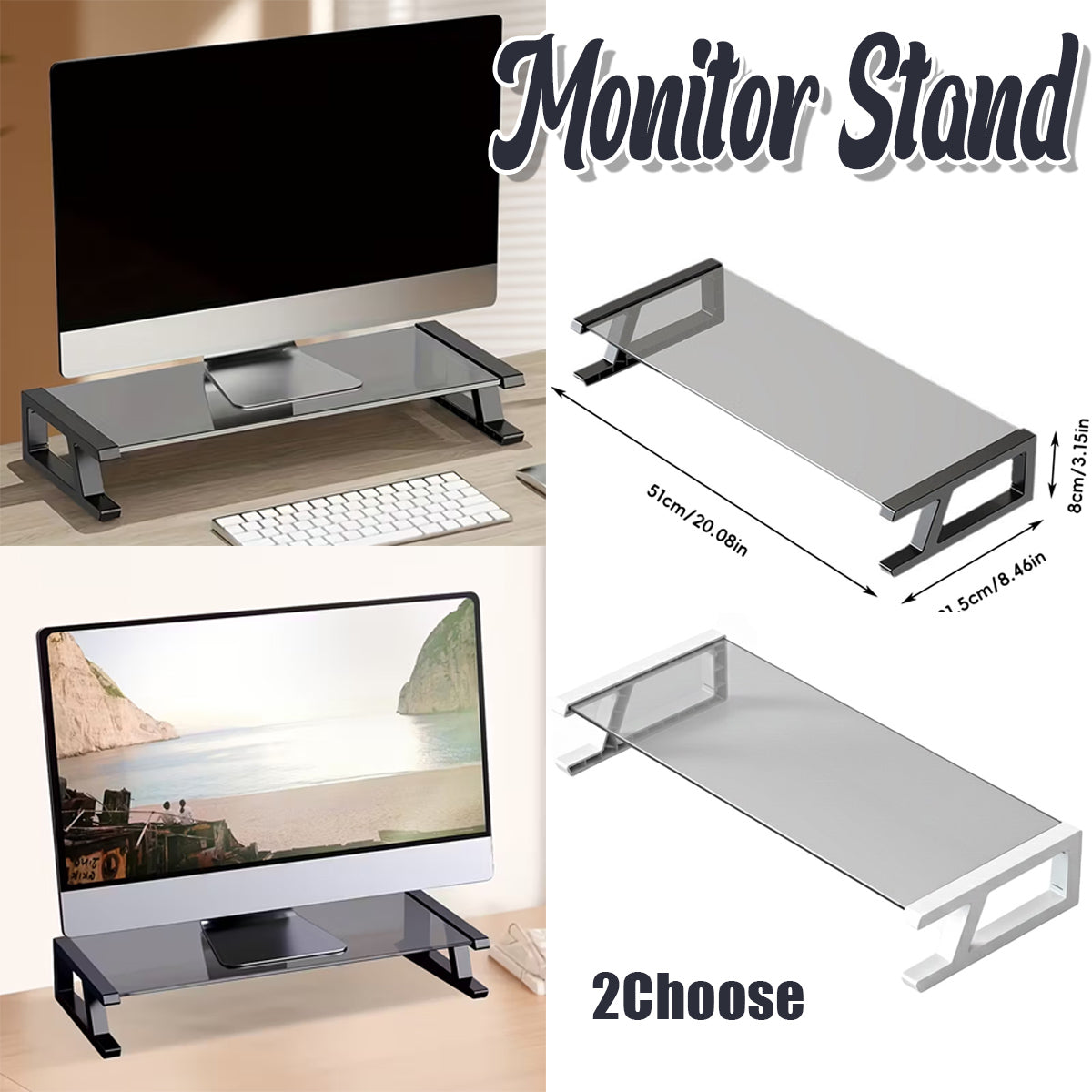 Monitor Stand Riser with Tempered Glass