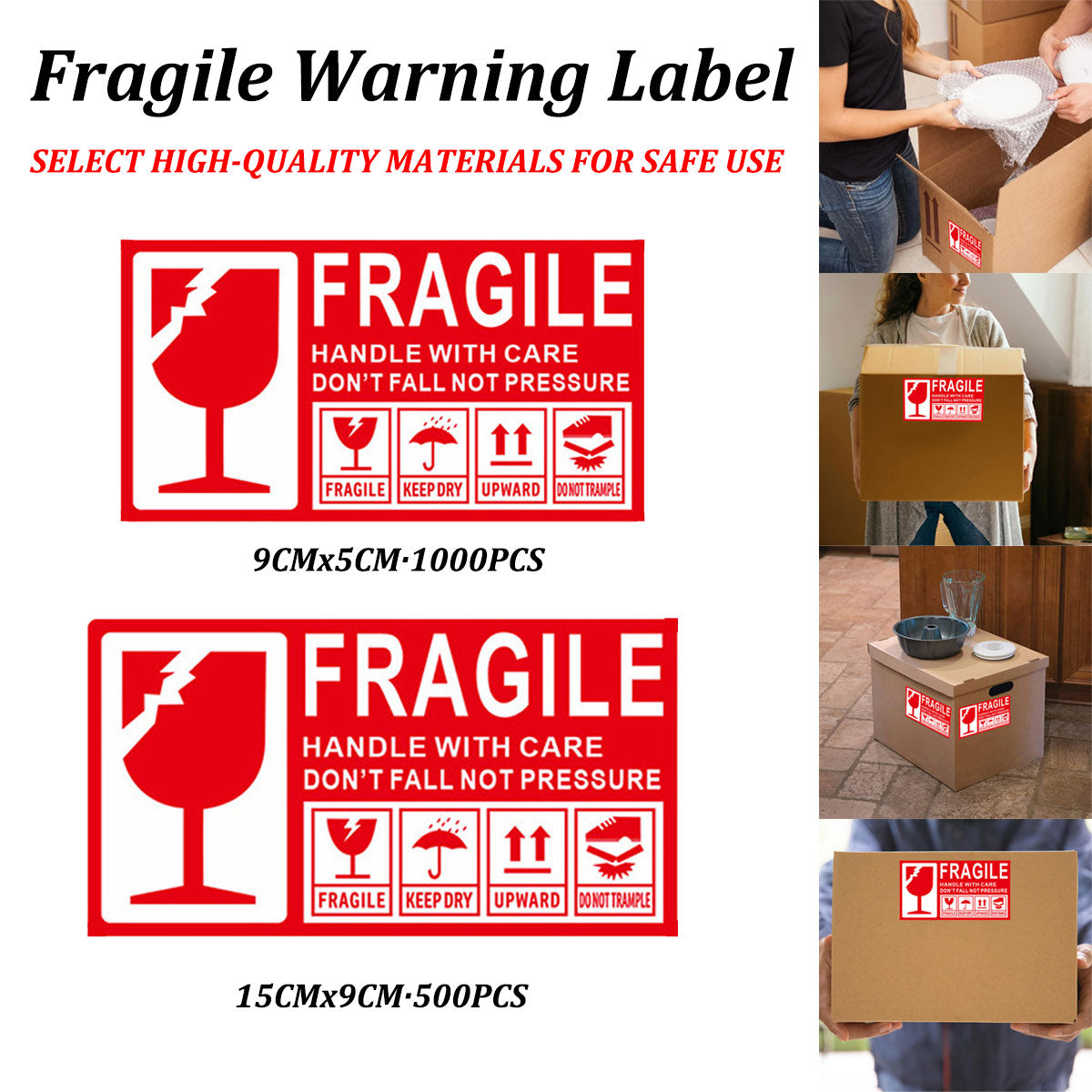 Fragile Warning Stickers Self Adhesive for Parcels