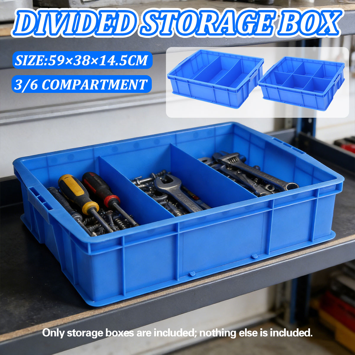 Plastic Storage Box with 3 or 6 Compartments