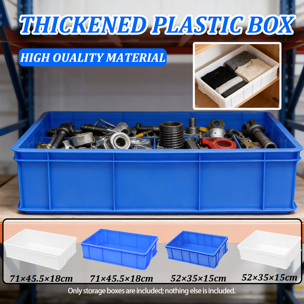 2 Pcs Plastic Storage Boxes with Side Handles