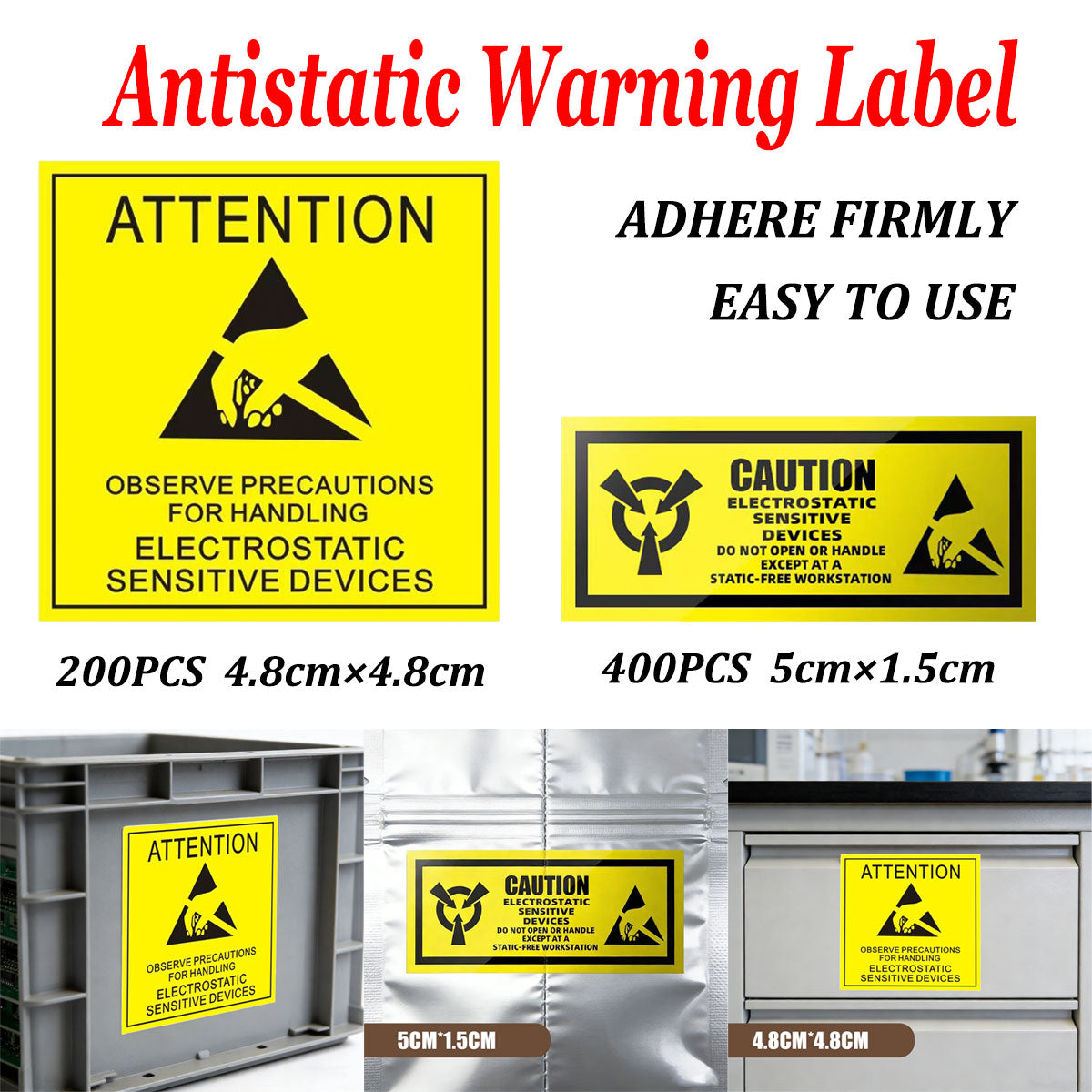 Anti-Static Warning Sticker Labels for Electronics