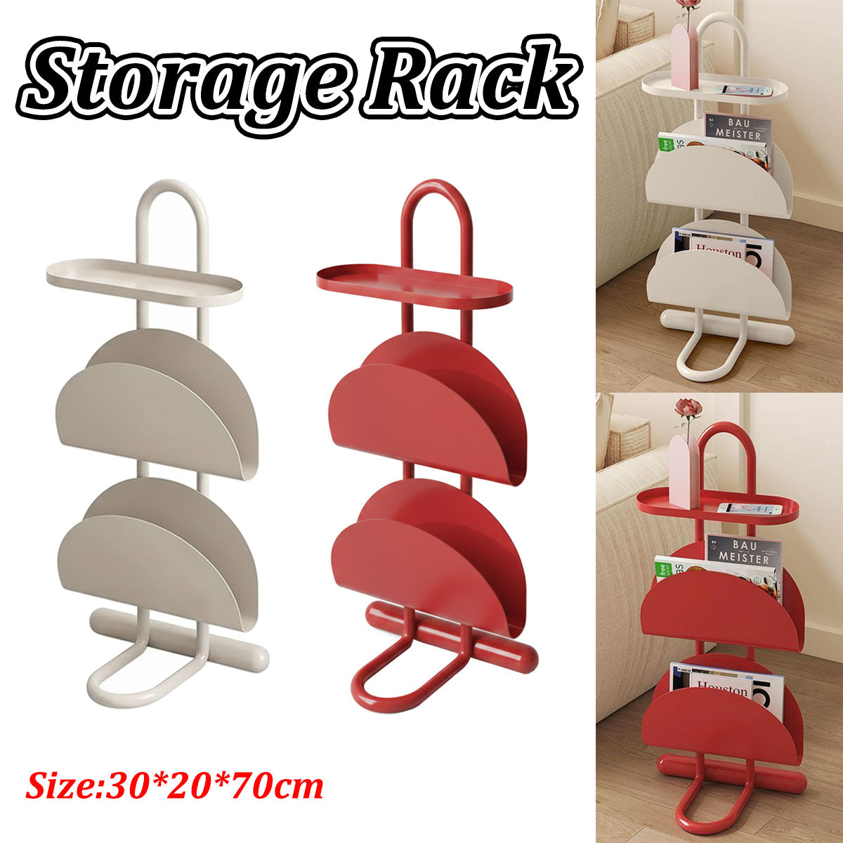 Small Side Table with Magazine Shelf Space Saving
