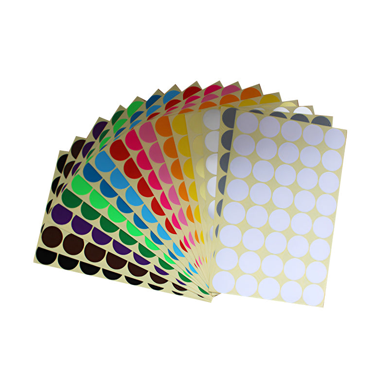 16 Sheets Round Dot Stickers Mixed Colours Self Adhesive
