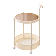 Movable Side Table with Rolling Caster Wheels 2 Tier Design
