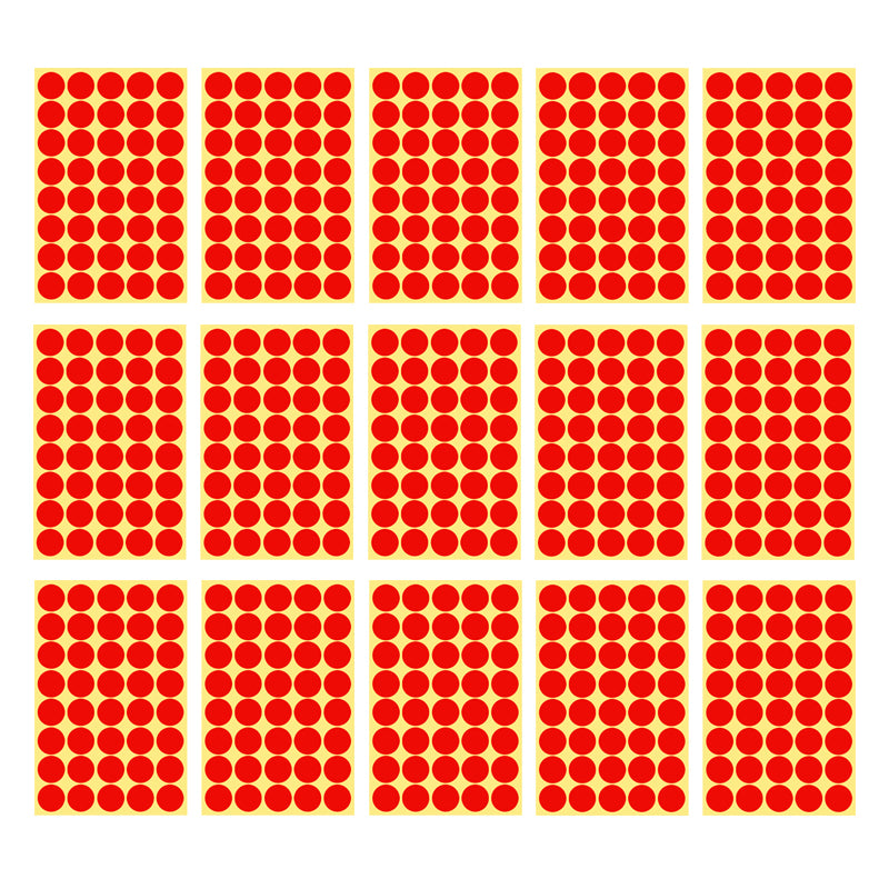 25mm Round Sticker Dots Adhesive Labels 1/5/15 Sheets