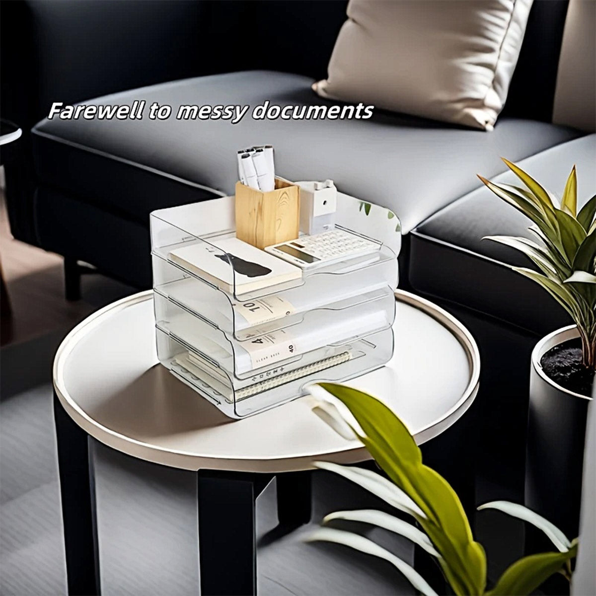 4-Tier Acrylic File Storage Box Stackable Desktop Organizer