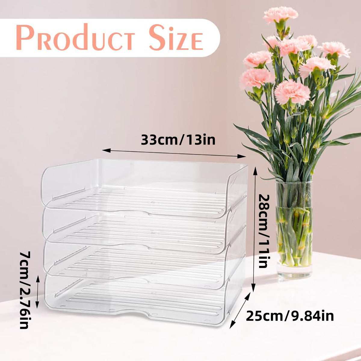 4-Tier Acrylic File Storage Box Stackable Desktop Organizer