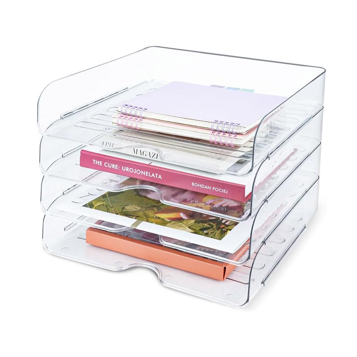 4-Tier Acrylic File Storage Box Stackable Desktop Organizer
