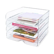 4-Tier Acrylic File Storage Box Stackable Desktop Organizer