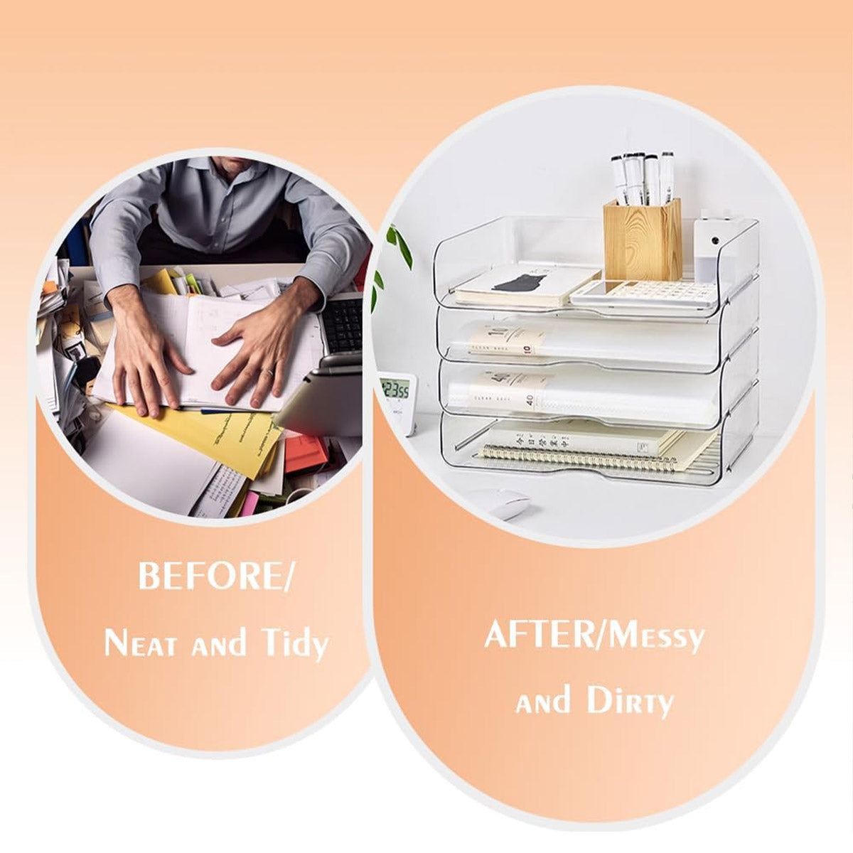 4-Tier Acrylic File Storage Box Stackable Desktop Organizer
