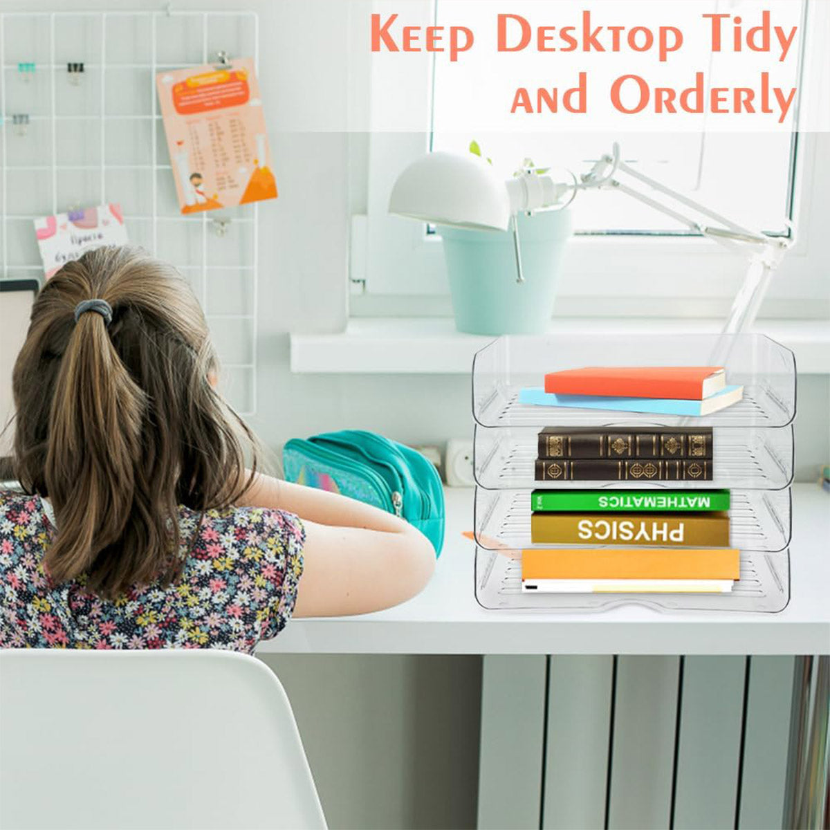 4-Tier Acrylic File Storage Box Stackable Desktop Organizer