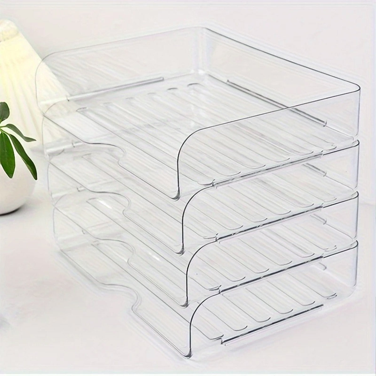 4-Tier Acrylic File Storage Box Stackable Desktop Organizer